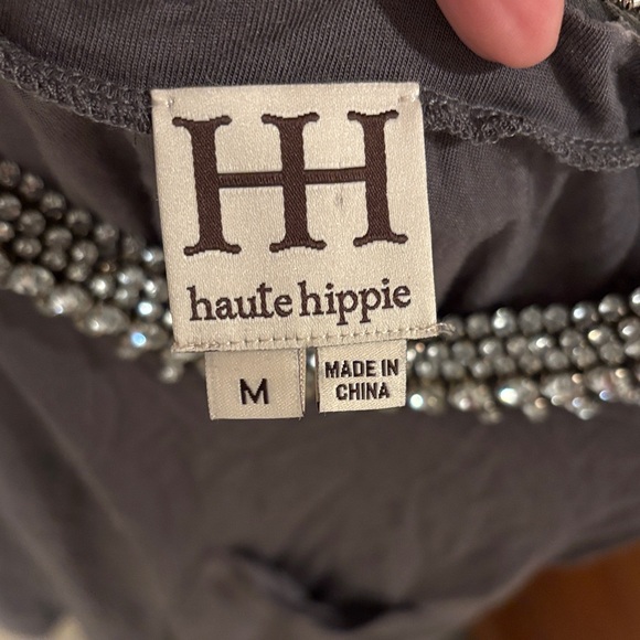 Haute Hippie Charcoal Embellished Tank Top - Picture 2 of 10